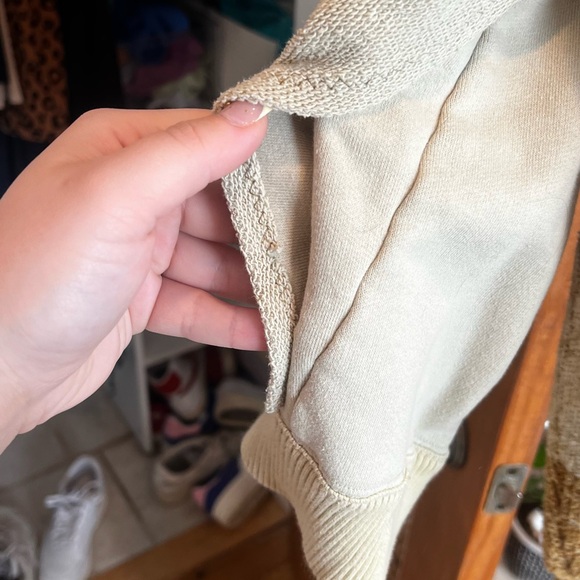 Beige and Gold Sweater with Textured Sleeves - Picture 2 of 5